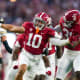 Alabama Crimson Tide linebacker Henry To'oTo'o (10) reacts after a play against the Vanderbilt Commodores during the first half at Bryant-Denny Stadium. Mandatory Credit: